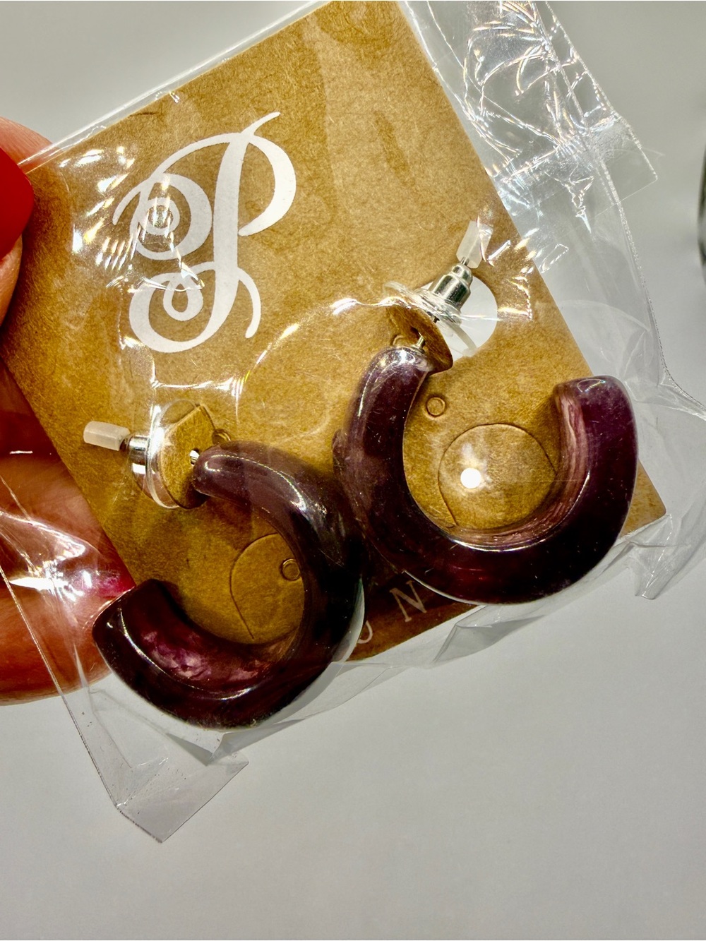 Plunder Purple Marble Hoop Earrings
